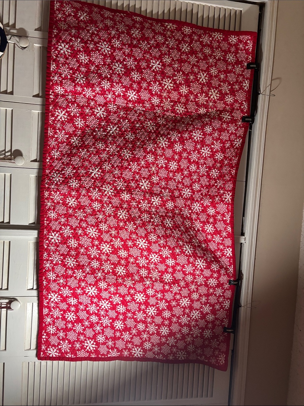 Festive Red Snowflake Holiday Throw/Quilt